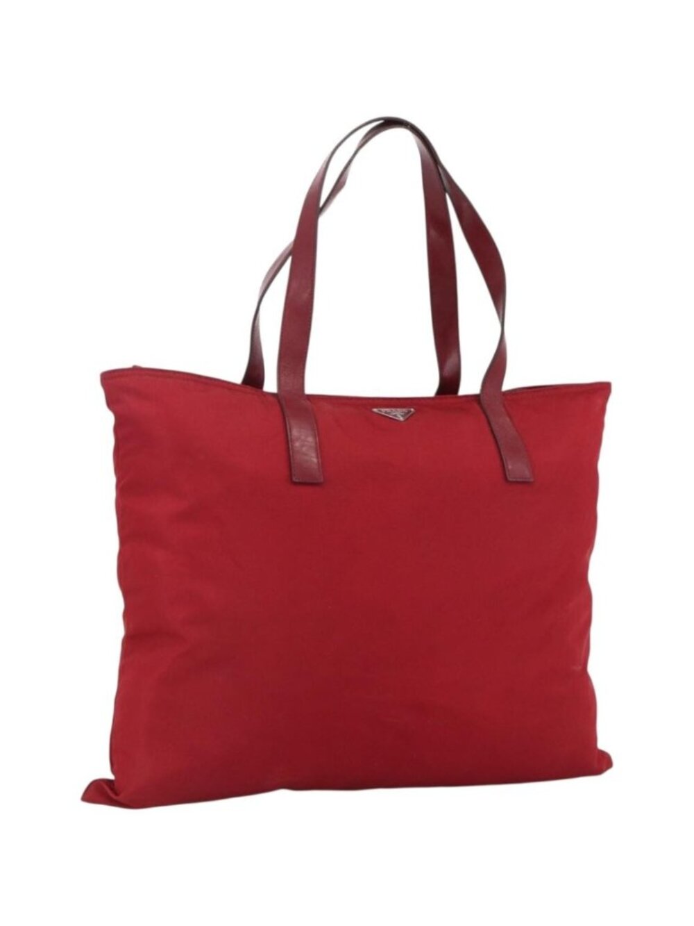 PRADA Tote Bag Nylon Red Silver